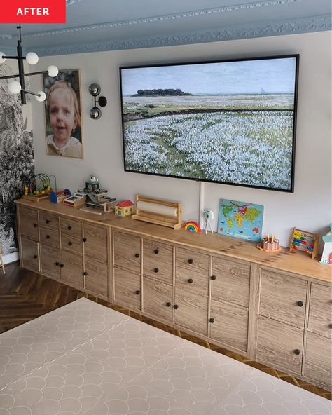 Cabinets For Toy Storage, Ikea Toy Storage Under Tv, Playroom Hidden Storage, Playroom Large Toy Storage, Tv And Toy Storage, Tv Console With Toy Storage, Entertainment Center Toy Storage, Living Room Playroom Combo Toy Storage, Closed Toy Storage Ideas