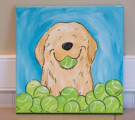 Dog Painting Ideas, Dog Painting, Dog Canvas, Tennis Balls, Cute Dog, Best Ideas, Painting Ideas, A Dog, Tennis