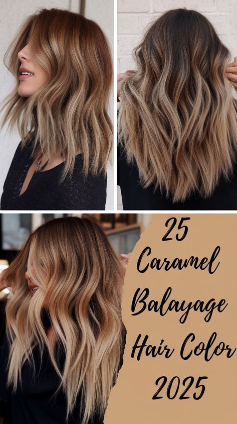 Caramel Balayage Hair Color 2025: 25 Gorgeous Ideas for Warm, Rich Tones - Fall Update 2024 Adding Brunette To Blonde, Dark To Light Brown Hair Ombre, Brown Hair With Caramel Highlights Ombre, Honey Caramel Balayage On Brown Hair, Live In Blonde Balayage, Grow Out Blonde Highlights, Sun Kissed Balayage Blonde, Reverse Bayalage Light Brown, Caramel Highlights On Dark Hair Balayage