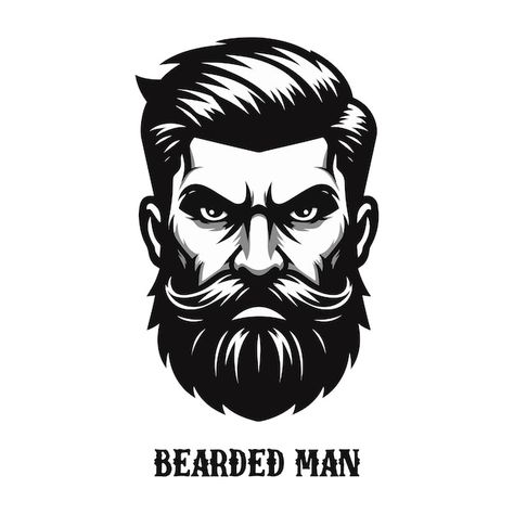 Bearded man | Premium Vector #Freepik #vector #men #beard #bearded #barber Farmer Logo, Beard Logo Design, Beard Illustration, Beard Logo, Barber Shop Interior, Skull Sketch, Cool Illustrations, Men Beard, Man Vector