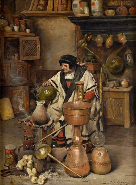 The Alchemist, 판타지 아트, Middle Ages, Alchemy, Apothecary, Art Sur Toile, Wizard, Chemistry, Art Supplies Drawing