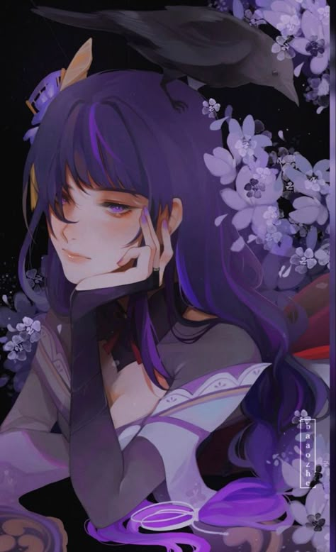 Girl With Purple Hair, Mahō Shōjo, Purple Hair, Pretty Art, Anime Character, Genshin Impact, Art Wallpaper, Art Inspo, Anime Wallpaper