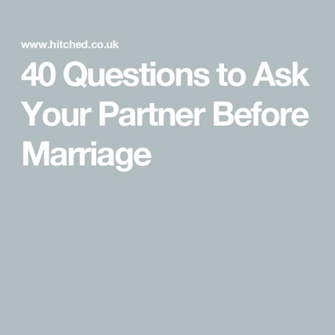 40 Questions to Ask Your Partner Before Marriage Discuss Before Marriage, Premarital Counseling Questions, Questions To Ask Before Marriage, Hard Questions To Ask, Why Did I Get Married, Signature Style Ideas, 12 Questions To Ask, Marriage Questions, Marriage Expectations