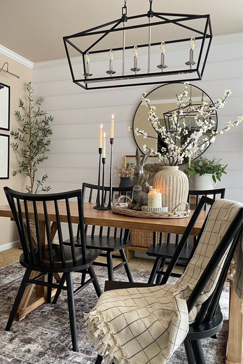 Shop Magnolia Home by Joanna Gaines x … and other curated products on LTK, the easiest way to shop everything from your favorite creators. How To Decorate A Farmhouse Table, Big Kitchen Table Ideas, French Country Dining Room Black Chairs, Magnolia Home Decor Ideas, Parisian Modern Dining Room, Rustic Dining Room Decor Ideas, Dining Table Metal Chairs, Decorating Buffet Table In Dining Room, Open Concept Dining Room And Living Room