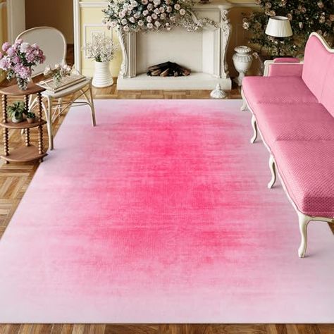 Black White Hot Pink Nursery, Hot Pink House Decor, Green Couch Pink Rug, Pink Living Room Ideas Apartments, 2000s Living Room, Y2k Rug, Hot Pink Bedroom, Soft Nursery Rug, Hot Pink Furniture