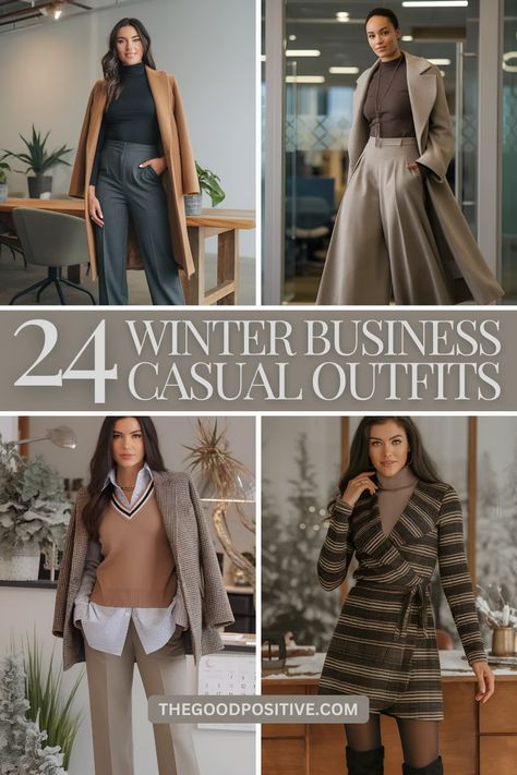 24 Must-Have Winter Business Casual Outfits For Women Womens Professional Outfits Winter, Snowy Office Outfit, Outfit Ideas Winter Business Casual, Outfit Layering Ideas Winter, Chicago Business Casual Work Outfits, Winter Outfit Office Business Casual, Business Casual Layered Outfits, Business Casual Outfits For Women Winter 2024, Women’s Cute Business Casual Winter