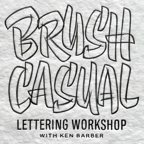 Ken Barber on Instagram: "Learn to create your own stylized brush casual lettering in my Dec. 3 online workshop. See my bio to sign up! • The contours of brush casual letters can take lots of different forms, but their look can extend far beyond the limitations of a brush. The unmatched flexibility of drawn brush casual means that the style is only limited by a letterer’s imagination. After exploring several rough sketches to find the right mood and layout of this example, I sharpened the outlin Ken Barber Lettering, Sign Lettering Alphabet, Sign Lettering Fonts, Fonts Doodle, Sign Painting Lettering, Handwritten Type, Doodle Font, Free Business Logo, Sign Lettering