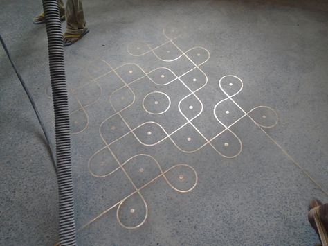 Great example of brass inlay. #concrete #brassinlay Brass Inserts In Flooring, Concrete And Tile Floor, Brass Inlay Flooring, Kota Stone Flooring, Backsplash Stone, Inlay Flooring, Stone Backsplash Kitchen, Pattern Concrete, Stone Powder