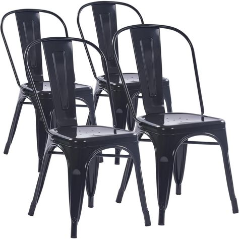 US  Metal Dining Chairs Set of 4 Iron Stackable Removable Back Cafe Side Patio Chairs Rubber Feet Side Patio, Dining Chairs Set Of 4, Metal Dining Chairs, Furniture Dining Chairs, Patio Chairs, Dining Chair Set, Dining Room Furniture, Chair Set, Home Furniture