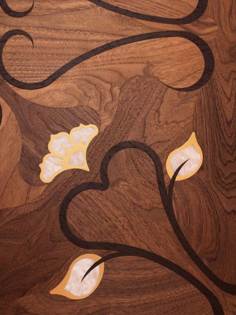 Wooden floors with brass and mother of pearl resin inlays Mother Of Pearl Inlay Wood, Pearl Resin, Mother Of Pearl Inlay, Wooden Panel, Wooden Floors, Pearl Inlay, Wooden Floor, Wood Inlay, Wooden Flooring