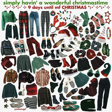 Grunge Christmas Outfit, Grunge Christmas, Christmas Lockscreen, Skater Outfit, Christmas Attire, Winter Songs, Forest Core, Mood Clothes, Niche Memes