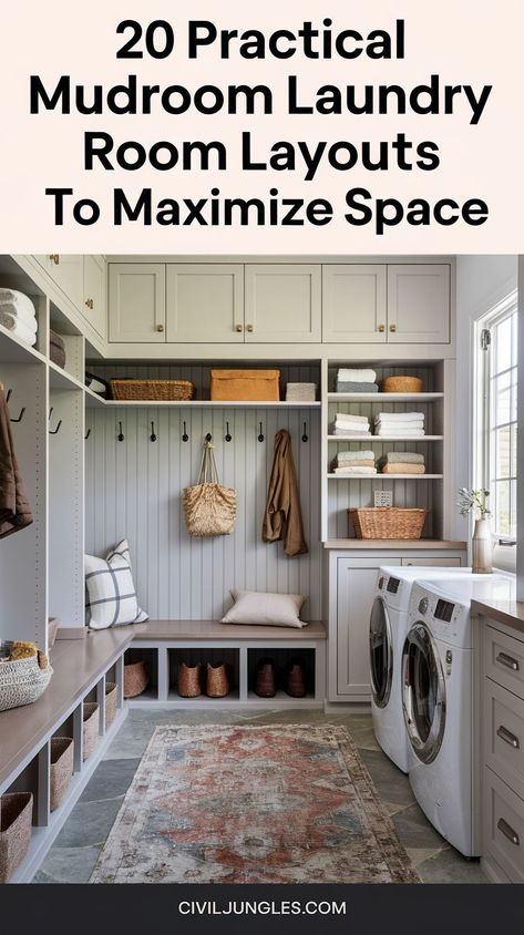 Laundry Room With Hanging Bar, Mud Room Cleaning Closet, Small Utility Mud Room Ideas, Medium Sized Laundry Room Ideas, Laundry Room Mop And Broom Storage, Boot And Laundry Room, Laundry Room Mud Room Pantry Combo, Laundry Room Large Family, Laundry Room With Washer And Dryer On Opposite Walls