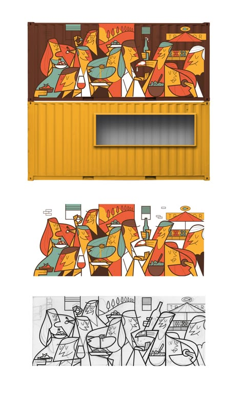 Wall Graphics Restaurant, Freelancing Ideas, Ale Giorgini, Cafe Mural, Food Wall Art, Cafe Wall Art, Food Gallery, Wall Painting Decor, Wall Paint Designs