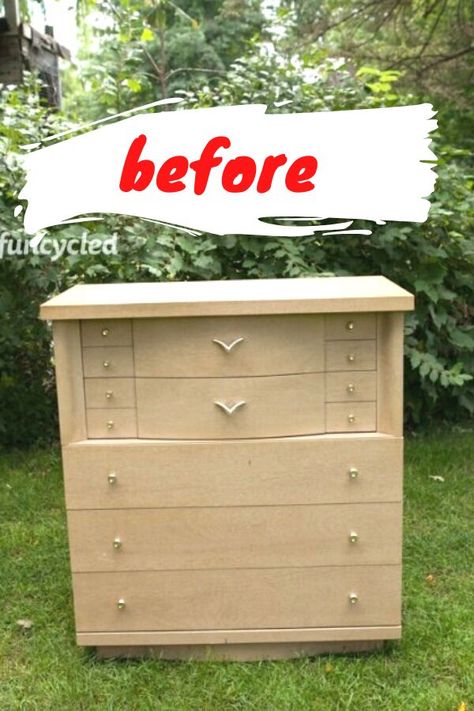 Thrift store mid century modern dresser update on a budget. Check out the before and after baseball dresser upcycled furniture idea for your kids. Unique and creative Furniture flip idea for kids bedroom decor on a dime. Baseball Dresser, Mid Century Modern Dresser Makeover, Dresser Makeover Diy, Dresser Update, Modern Dresser Makeover, Unique Dresser, Upcycle Dresser, Boy Dresser, Diy Dresser Makeover