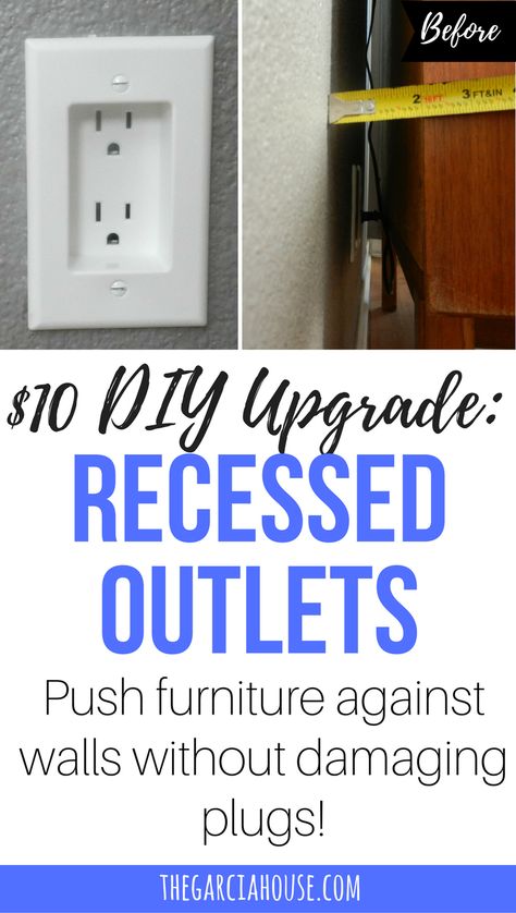 $10 Upgrade to Recessed Outlets & Push Furniture Against the Wall (5 Easy Steps!) Wall Outlet Ideas, Repurposed Dining Room, Wetroom Bathroom, 60s Ranch, Recessed Outlets, Mood Board Kitchen, Kitchen Outlets, Upgrade Home, Diy Interior Design Projects