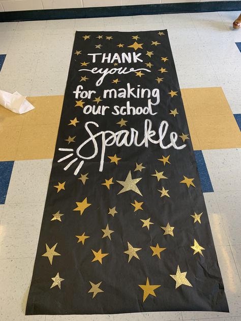 Wall Of Appreciation Ideas, Principals Day Poster Ideas, Appreciation Posters Staff, Employee Door Decorations, Housekeeping Week Decorations, Principal Appreciation Day Ideas, Custodian Appreciation Door Decorations, Board Of Education Appreciation Ideas, Custodian Door Decoration Decorating Ideas