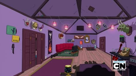 Marceline the Vampire Queen's apartment. Adventure Time Map, Marceline House, Adventure Time Scenery, Adventure Time Room, Anathema Device, Adventure Time Drawings, Grunge Teen, Land Of Ooo, Marceline And Bubblegum