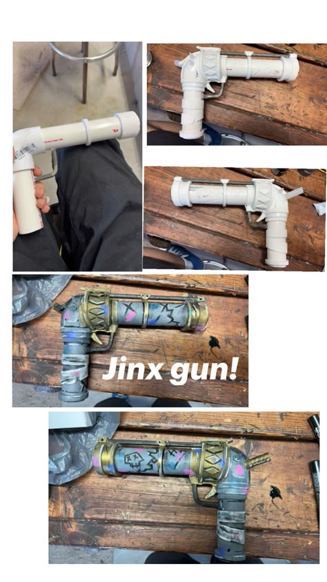 Made this gun out of pvc pipe and foam! Hope this helps anyone wondering how to make her gun!