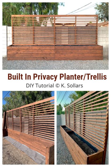 Built In Privacy Planter/Trellis DIY Tutorial - DIY Tutorials | Backyard landscaping designs, Backyard landscaping, Backyard patio designs Trellis Diy, Privacy Planter, Planter Trellis, Apartment Plants, Diy Trellis, Backyard Privacy, Balcony Ideas Apartment, Garden Planner, Backyard Inspiration