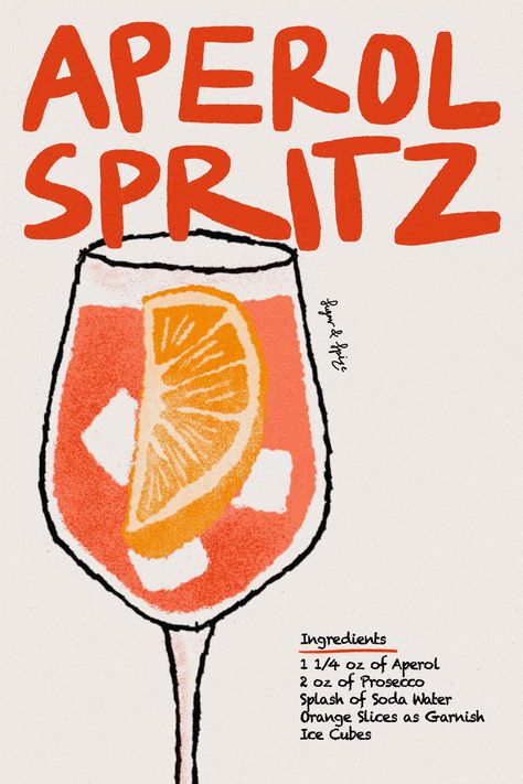 illustration - illustration art - illustrations and posters - 
illustration art prints - digital illustration - illustration logo - illustration 2024 - illustration art drawing Illustrated Cocktail Recipe, Aperol Recipe Cocktails, Cocktail Poster Vintage, Retro Cocktail Illustration, Cocktail Painting Easy, Retro Cocktail Poster, Vintage Drink Poster, Retro Illustration Poster, Aperol Spritz Print