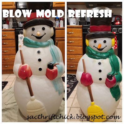 Restoring Vintage Blow Molds for the Holidays Snowman Blow Mold, Vintage Blow Molds Christmas, Christmas Blow Molds Display, Blow Mold Christmas, Organizing For A Move, Thrifty Fashion, Halloween Blow Molds, Blow Molds, Diy Halloween Wreath