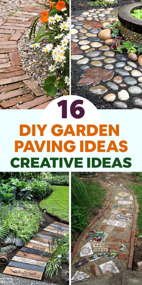 Discover creative ways to transform your outdoor area with these simple DIY garden paving concepts. Whether you prefer minimalistic stepping stones or more complex designs, there's an option suitable for all tastes and expertise levels. Take the opportunity to immerse yourself in a weekend project and elevate the look of your garden effortlessly! Garden Paving Ideas, Mini Rock Garden, Garden Diy On A Budget, Fall Landscaping, Mailbox Landscaping, Pebble Garden, Paving Ideas, Paving Design, Cement Garden