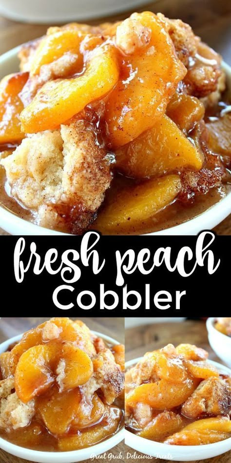 Homemade Peach Cobbler Fresh Peaches, Make Ahead Peach Cobbler, Peach Dump Cake With Fresh Peaches, Peach Cobbler Filling Recipe, Fresh Peach Dump Cake, Fresh Peach Cobbler Recipe, Gluten Free Peach Cobbler, Fresh Peach Recipes, Homemade Peach Cobbler