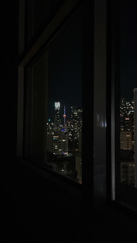 Toronto apartment view #toronto #aesthetic #cntower #nightlife #nightview #city Toronto View Apartment, Toronto Night View, Break From Toronto Aesthetic, Canada Apartment Aesthetic, Toronto Canada Apartments, Apartment Night Aesthetic, Apartment Night View, Toronto Apartment Aesthetic, Toronto Night Aesthetic