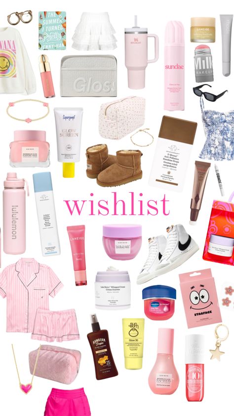 #pinterest #skincare #collage #aesthetic #preppy #wishlist #preppyfit aiming for 30 followers 💓 Collage Wishlist, Wishlist Collage, Skincare Collage, Wishlist Preppy, Preppy Christmas List, Preppy Wishlist, Preppy Christmas Gifts, Cute Christmas Ideas, Pretty School Supplies