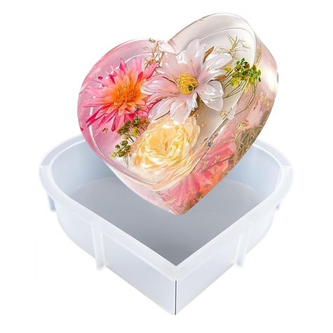 PRICES MAY VARY. 【Large Resin Molds Silicone】- Package includes 1 size 8.7" L x 7.8"W x 2"H large heart-shaped silicone molds, approx 55oz of epoxy resin required 【EASY TO USE】 Pour the first layer of resin to the large silicone molds for epoxy resin and wait for the resin reaches a jelly-like, add decors then another layer of resin and wait it for fully cured, and demold it. SEVERAL LAYERS ARE RECOMMENDED to aviod overheat issues ( bubbles in resin and deforming the mold).The resin mold for flo Flowers Preservation, Large Resin Molds, Epoxy Diy, Large Silicone Molds, Epoxy Resin Molds, Molds For Resin, Casting Resin, Molds Silicone, Valentine Anniversary