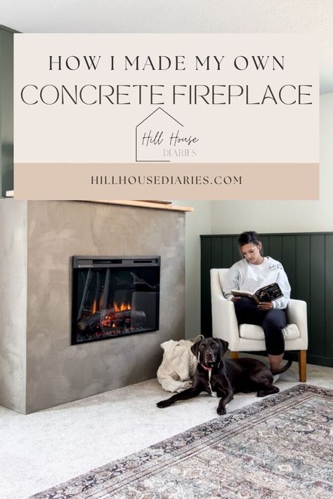 Whether you’re building a new home or remodeling your current home, one thing is for sure- fireplaces seem to always be a focal point in the living room. And for good reason! There are many finishes you can choose for your fireplace, but if you’re going for a more unique look, I have good news! I discovered how to create the most beautiful (and cost efficient!) concrete fireplace surround using Ardex feather finish. Concrete Texture Fireplace Wall, Ardex Feather Finish Fireplace, Cement Looking Fireplace, Faux Concrete Fireplace Surround, Feather Finish Fireplace, Cement Fireplace Diy, Concrete Over Brick Fireplace, Concrete Electric Fireplace, Concrete Fireplace Diy