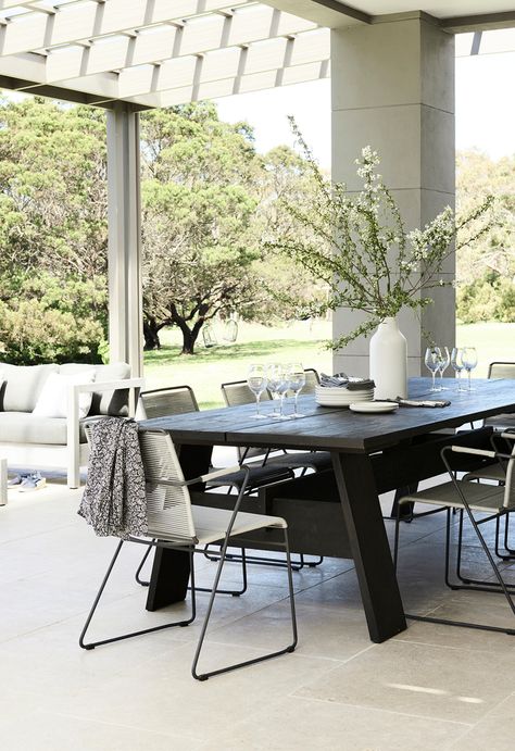 Modern Outdoor Dining, Outdoor Dining Spaces, Mornington Peninsula, Outdoor Dining Furniture, How To Design, Outdoor Dining Area, Decor Shop, Outdoor Tables, Outdoor Dining Table