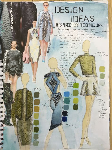 Design ideas. Emma Fashion Design Ideas, Fashion Sketchbook Inspiration, Fashion Portfolio Layout, Sketchbook Layout, Textiles Sketchbook, Design Sketchbook, Fashion Design Sketchbook, Fashion Design Portfolio, Fashion Sketchbook