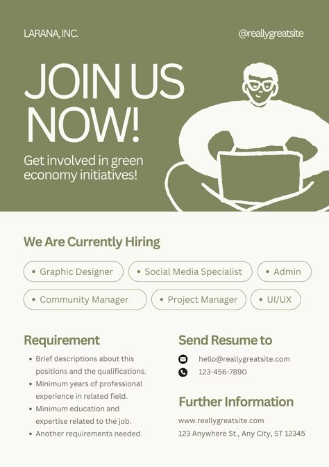 Join our team and embark on an exciting journey with Canva's Green and Beige Playful Illustration Hiring Poster. Let's bring your career aspirations to life! Join Our Team Poster, Job Offer Design, Recruitment Poster Design Ideas, Vacancy Poster Design, Burger Bangor, Job Vacancy Design, We Are Hiring Poster Design, Job Vacancy Poster, Vacancy Poster