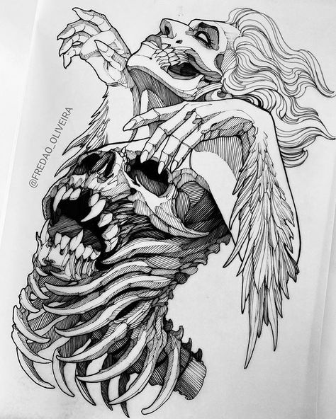 Phoenix ➕ ➕ ➕ Skull Art Drawing, Creepy Tattoos, Skulls Drawing, Dark Art Tattoo, Horror Tattoo, Skull Tattoo Design, Tattoo Art Drawings, Dark Art Drawings, Dark Tattoo