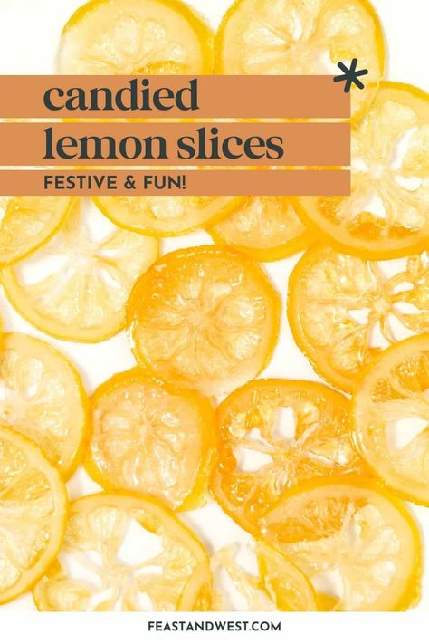 Candied Lemon Slices On Cake, Candy Lemons, Candied Lemon Slices, Simple Sugar Syrup, Candied Orange Slices, Easy Lemon Curd, Lemon Treats, Candied Lemon Peel, Vodka Lemonade