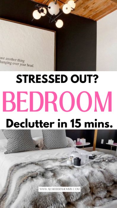 How to Declutter Bedroom in 15 Minutes Organize Bedroom Clutter, Uncluttered Bedroom, Organize Bedroom, Farmhouse Dining Room Light, How To Declutter Your Bedroom, Bedroom Declutter, Easter Front Porch Decor, Rustic Farmhouse Dining Room, Bedroom Clutter