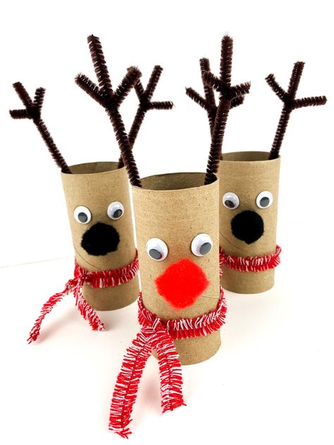 Christmas Crafts For Kids Toilet Roll, Paper Towel Roll Christmas Crafts, Paper Towel Roll Crafts Christmas, Christmas Crafts With Toilet Paper Rolls, Snowman Toilet Paper Roll, Toilet Paper Roll Ornaments, Decorations Bedroom Ideas, Paper Roll Reindeer, Crafts Using Toilet Paper Rolls