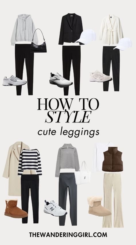 Athleisure Fall Outfit Ideas, Professional Leggings Outfit Work, Fall 2024 Outfits Leggings, Legging Outfits For Work, How To Style Black Leggings, Leggings Outfits Fall, Outfit Ideas 2000s, Outfit Ideas Birthday, Cute Leggings Outfit