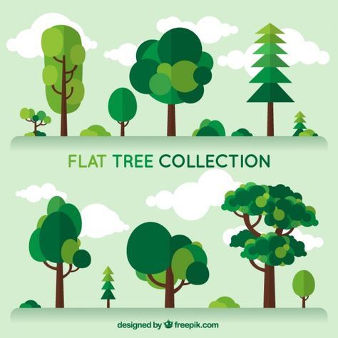 Set trees of different kind in flat design Free Vector Flat Tree, Illustration Design Graphique, 심플한 그림, Cartoon Trees, Flat Design Illustration, Vector Trees, Tree Logos, Floral Branch, Tree Graphic