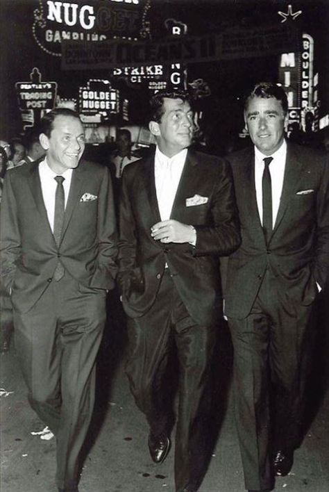 Rat Pack leaders Frank Sinatra, Dean Martin, and Peter Lawford at the Las Vegas movie premiere of Ocean's 11 in 1960 (The Vintage News) Rat Pack Party, Frank Sinatra Dean Martin, Old Las Vegas, Joey Bishop, Peter Lawford, Old Vegas, Vintage Vegas, The Rat Pack, Sammy Davis Jr