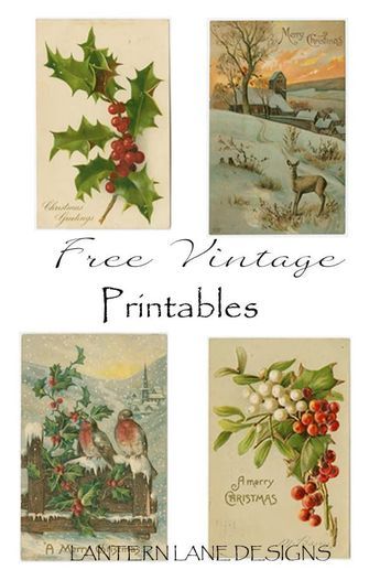 Vintage Christmas Pictures, Japan Illustration, Free Vintage Printables, Free Printable Wall Art, Dekor Diy, Vintage Christmas Images, Free Printable Art, Christmas Fonts, Holly Leaves