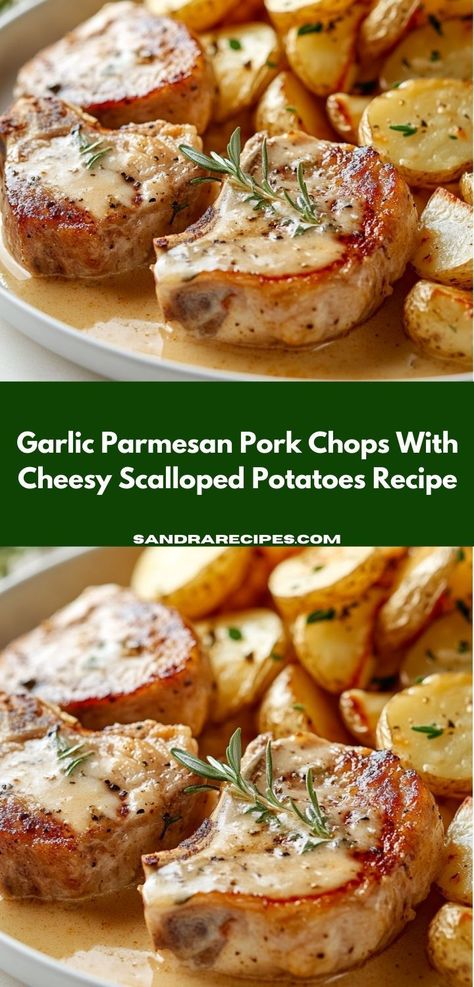 Craving a comforting meal? This Garlic Parmesan Pork Chops recipe paired with Cheesy Scalloped Potatoes is a delightful option. Quick to make, it’s a family-friendly dinner that satisfies even the pickiest eaters. Dinner Ideas For Parties, Garlic Parmesan Pork Chops, Family Dinner Ideas Healthy, Creamy Cheesy Potatoes, Cheesy Scalloped Potatoes Recipe, Dinner Ideas With Chicken, Creamy Scalloped Potatoes, Parmesan Pork Chops, Cheesy Scalloped Potatoes