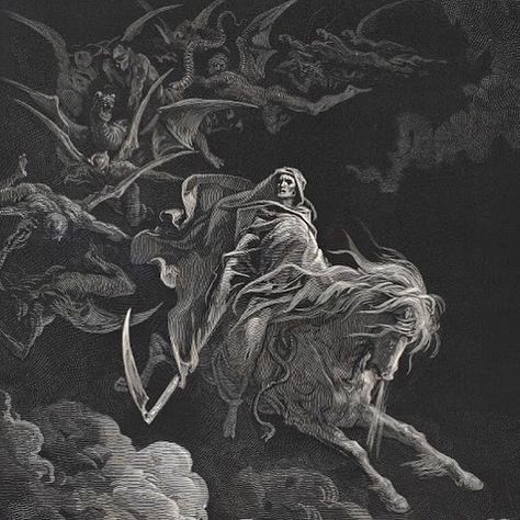 2,627 Likes, 6 Comments - Gallica BnF (@gallicabnf) on Instagram: “La Sainte Bible selon la Vulgate illustrée par Gustave Doré. => https://c.bnf.fr/EHZ  The Holy…” The Pale Horse, Pale Horse, Wassily Kandinsky Paintings, Gustave Dore, Bible Illustrations, Occult Art, Book Of Revelation, Biblical Art, Leonid Afremov Paintings