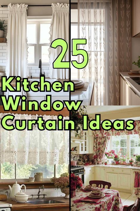 Whether you love rustic linen or bold patterns, these Kitchen Window Curtain Ideas have something for everyone. Create a kitchen you’ll love spending time in with these simple yet stylish curtain options. #KitchenCurtains #WindowTreatmentIdeas #KitchenDecor #HomeDesign #InteriorInspiration Kitchen Window Curtains Over Blinds, Rustic Kitchen Window Treatments, Cute Kitchen Curtain Ideas, Kitchen Table Window Treatments, French Country Curtains Kitchen, Black And White Kitchen Curtains, Modern Curtains Kitchen, Breakfast Room Curtain Ideas, Curtain Ideas For Short Windows