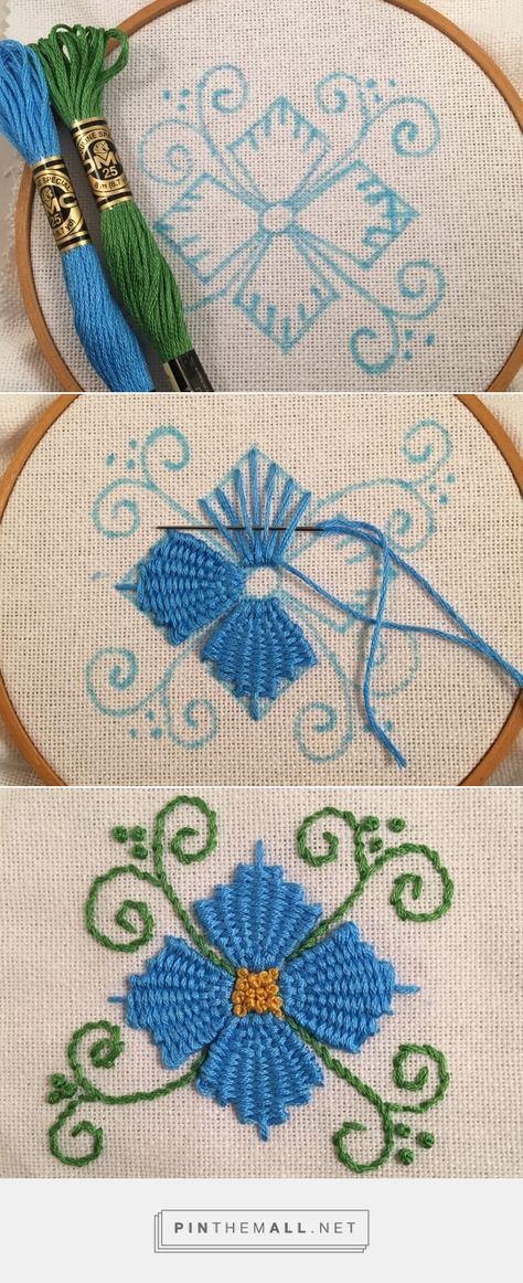 feeling stitchy: MooshieStitch Monday: Kamal Kadai Stitch Flower Sulaman Pita, Hand Embroidery Videos, Embroidery Stitches Tutorial, Hand Embroidery Flowers, Pola Sulam, Brazilian Embroidery, Embroidery Flowers Pattern, Simple Embroidery, 자수 디자인