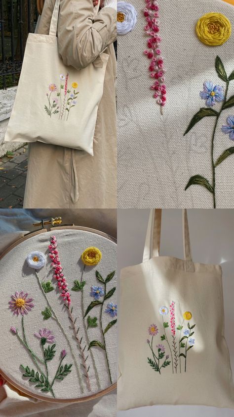 Embroidered Bags Diy Ideas, Embroidery Designs On Tote Bags, Tote Embroidery Bag, Embroidery On Bags Ideas, Tote Embroidery Ideas, Embroidery On Canvas Bag, Tote Bags Embroidery Ideas, Canvas Bag Embroidery Ideas, Embroidery Bags Design