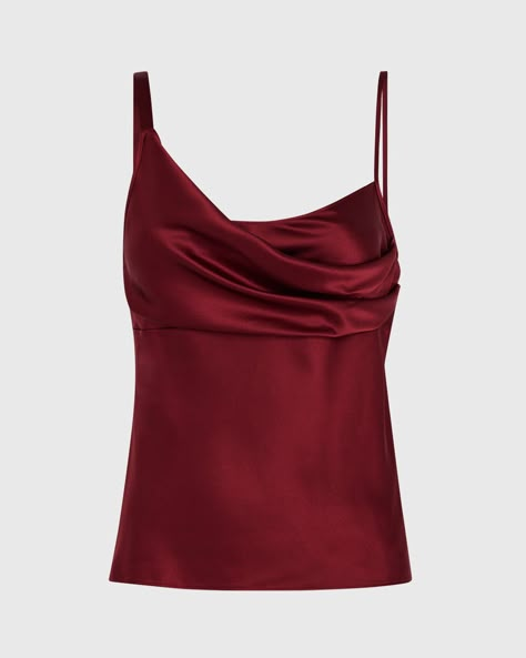 Silk Charmeuse Drape Shoulder Cami Silk Outfit Classy, Cute And Casual Outfits, Red Silk Top, Venus In Virgo, Outfits For Going Out, Going Out Clothes, Chic Outfits Classy, Wishlist Christmas, Silk Clothes