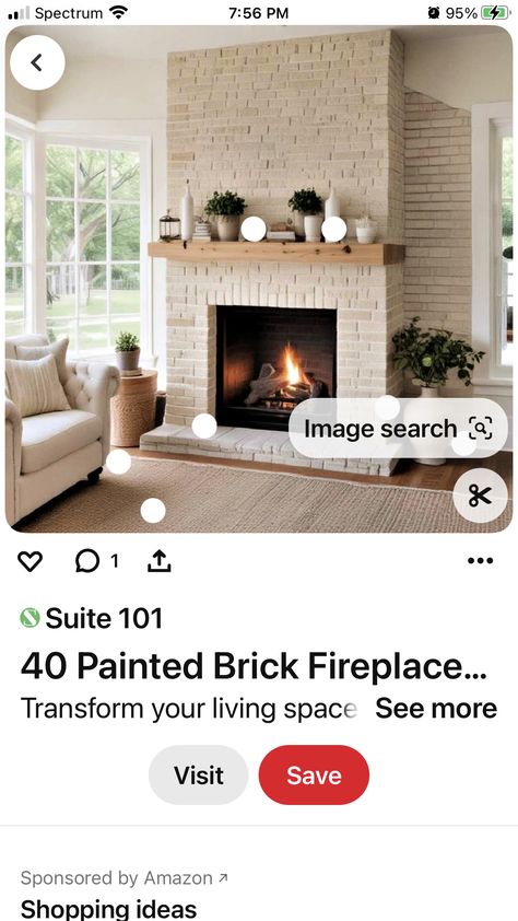 Painted Fireplace, Painted Brick Fireplace, Brick Fireplace Makeover, New House Living Room, Fireplace Makeover, Painted Brick, Brick Fireplace, Minimalist Living, Minimalist Living Room