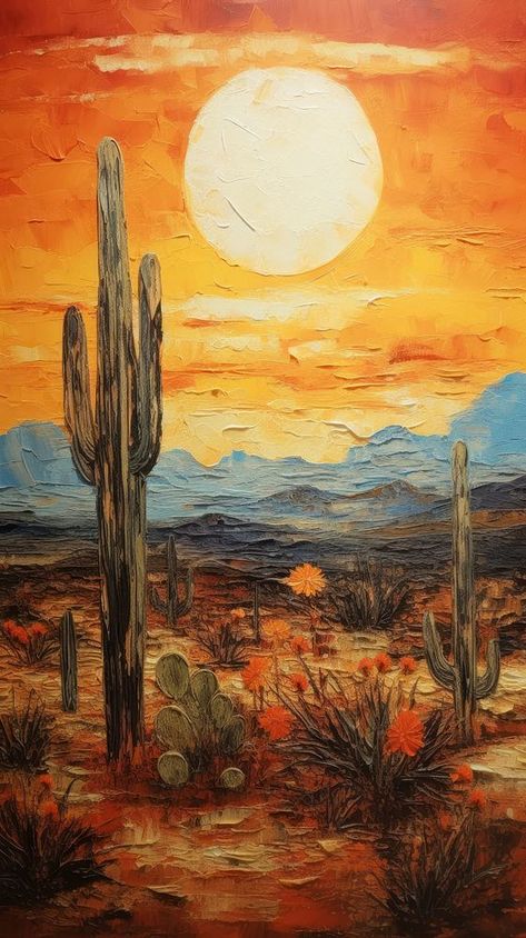 Desert outdoors painting nature. | premium image by rawpixel.com Painting Of Desert, Desert Landscape Paintings Acrylic, Desert Painting Acrylic Easy, Texas Painting Ideas, Mexican Paintings Ideas, Outdoors Painting, Desert Sunset Painting, Climate Art, Arizona Pictures